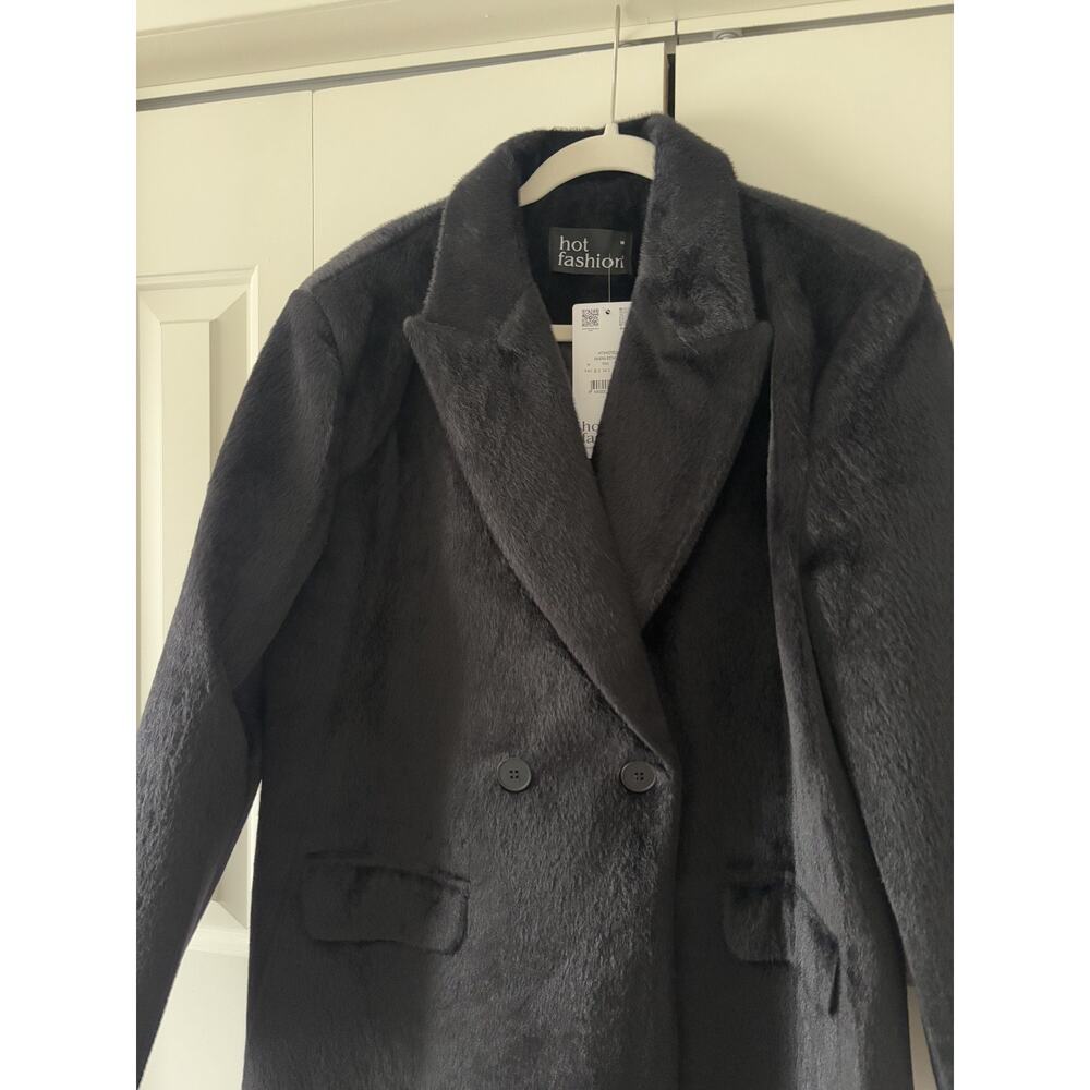 Black Faux Fur Coat Women Luxury Soft Jacket Elegant Plush Outerwear - Picture 9 of 10